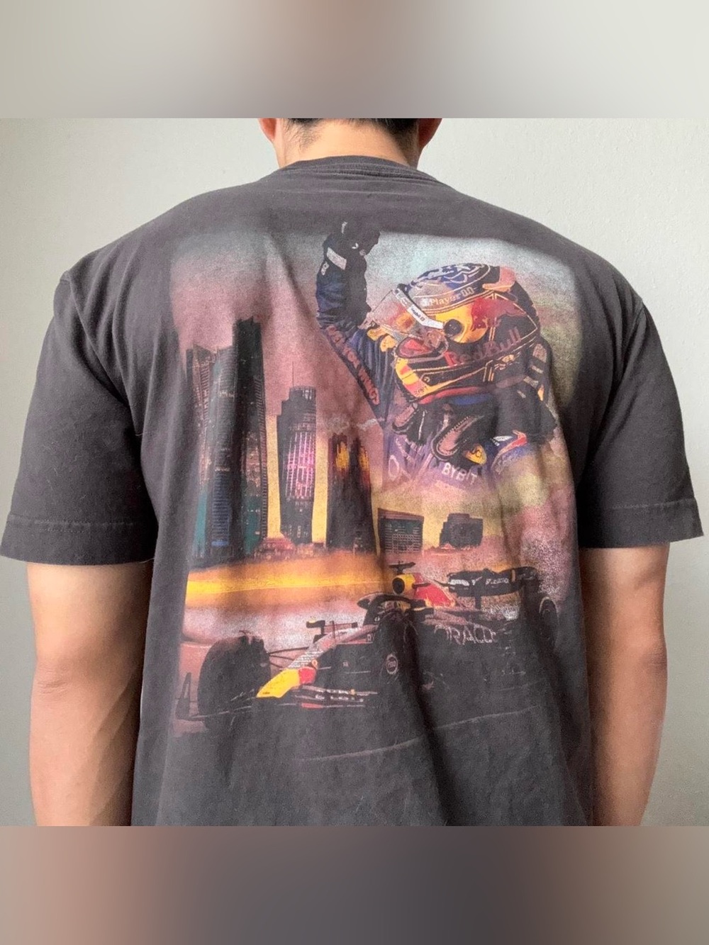 Hollister Oracle Redbull Racing Graphics Black Tee Shirt